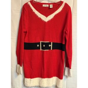 Isabella's‎ Closet Santa Claus Christmas Sweater Dress Holiday Red L